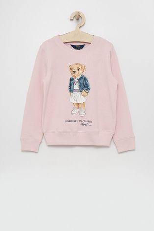 Polo Ralph Lauren bluza copii culoarea roz, cu imprimeu