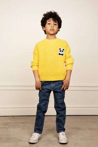Mini Rodini sweter bawełniany dziecięcy kolor żółty