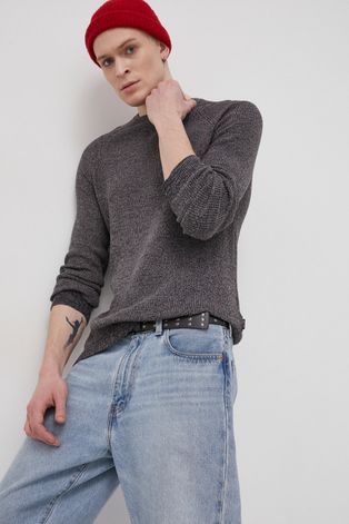 Памучен пуловер Only & Sons мъжки в сиво