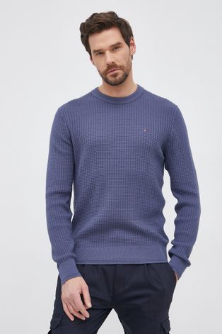 Tommy Hilfiger pamut pulóver könnyű, férfi, lila