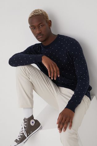 Pamučni pulover Tom Tailor za muškarce, boja: tamno plava, lagani