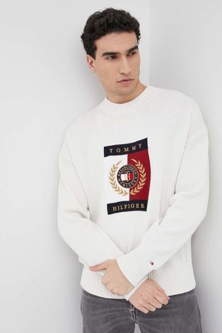 Бавовняний светер Tommy Hilfiger Icon чоловічий колір бежевий легкий