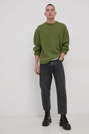 Levi's Sweter wełniany męski kolor zielony