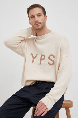 Young Poets Society gyapjúkeverék pulóver könnyű, férfi, bézs