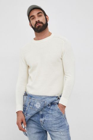 Bavlněný svetr Pepe Jeans Jason pánský, krémová barva, lehký