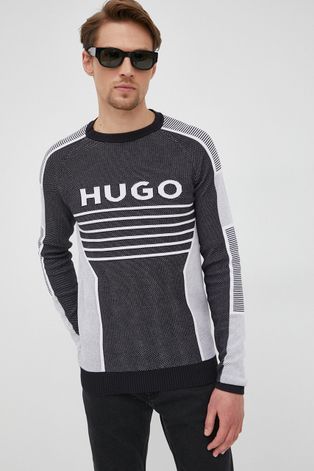 HUGO sweter męski kolor czarny lekki
