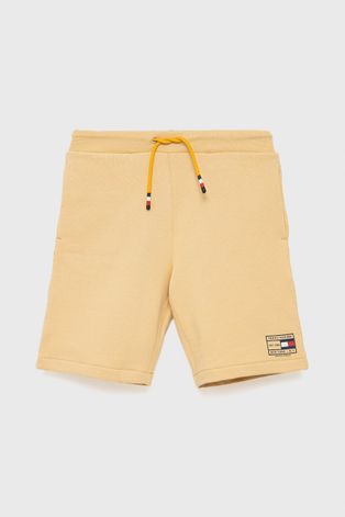 Детски памучен къс панталон Tommy Hilfiger в жълто