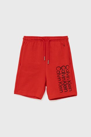 Дитячі бавовняні шорти Calvin Klein Jeans колір червоний