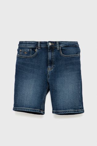 Дитячі джинсові шорти Calvin Klein Jeans колір синій регульована талія