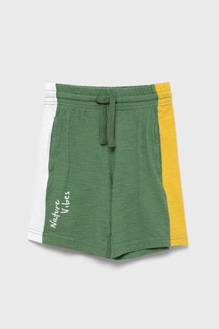Dječje pamučne kratke hlače United Colors of Benetton boja: zelena,
