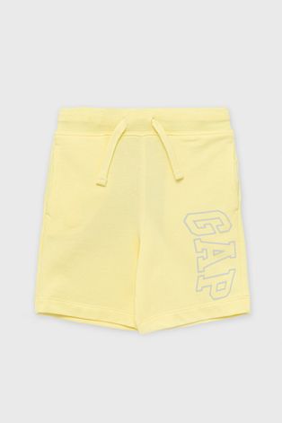 Detské krátke nohavice GAP žltá farba, nastaviteľný pás