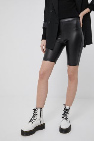 Къси панталони JDY дамско в черно с изчистен дизайн с висока талия