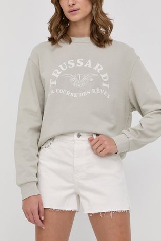 Traper kratke hlače Guess za žene, boja: bijela, s aplikacijom, visoki struk