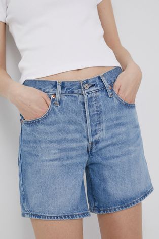 Levi's szorty jeansowe bawełniane 501 Rolled damskie gładkie high waist