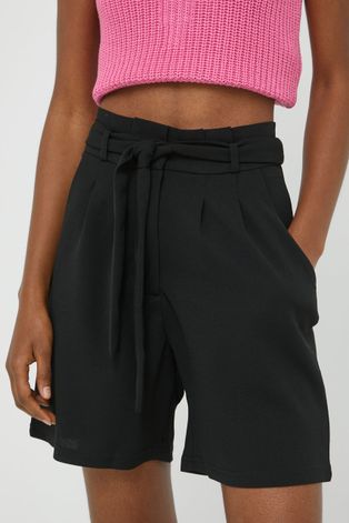 Kratke hlače JDY za žene, boja: crna, glatki materijal, visoki struk