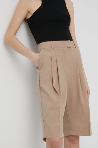 Kratke hlače Birgitte Herskind za žene, boja: bež, glatke, visoki struk