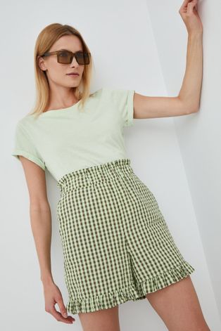 Kratke hlače Noisy May za žene, boja: zelena, s uzorkom, visoki struk