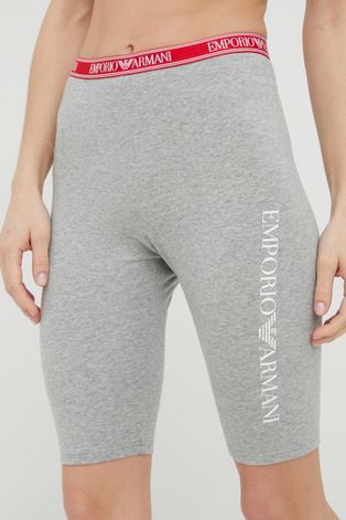 Kratke hlače Emporio Armani Underwear za žene, boja: siva, s tiskom, srednje visoki struk