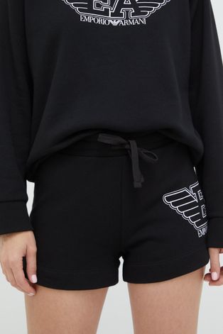 Kratke hlače Emporio Armani Underwear za žene, boja: crna, s aplikacijom, srednje visoki struk