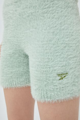 Reebok Classic szorty damskie kolor zielony z aplikacją high waist