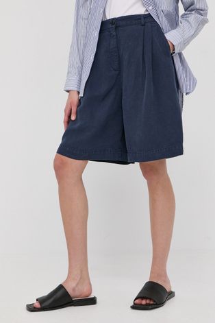 Kratke hlače MAX&Co. za žene, boja: tamno plava, glatke, visoki struk