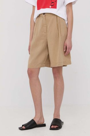 Kratke hlače MAX&Co. za žene, boja: bež, glatke, visoki struk