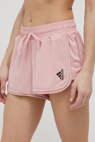 adidas Performance pantaloni scurți de antrenament Club femei, culoarea roz, neted, high waist