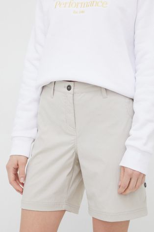 Kratke outdoor hlače Jack Wolfskin Desert za žene, boja: bež, glatki materijal, srednje visoki struk