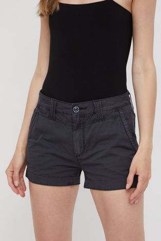 Хлопковые шорты Pepe Jeans Balboa Short женские цвет серый однотонные средняя посадка