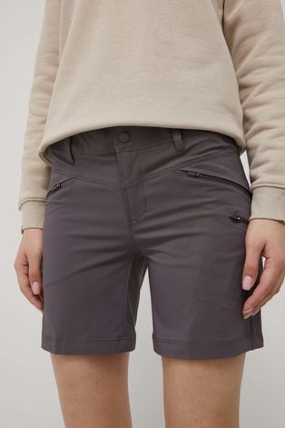 Columbia pantaloni scurți outdoor Peak To Point femei, culoarea gri, neted, medium waist