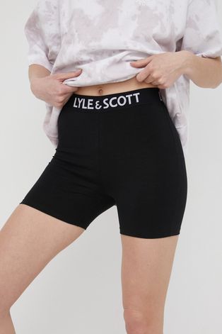 Къси панталони Lyle & Scott в черно с изчистен дизайн със стандартна талия