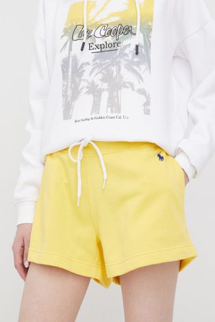 Polo Ralph Lauren szorty damskie kolor żółty gładkie medium waist