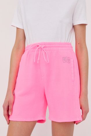 Kratke hlače UGG za žene, boja: ružičasta, glatke, visoki struk