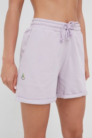 Къси панталони Outhorn в лилаво с изчистен дизайн с висока талия