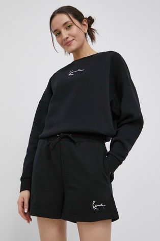 Kratke hlače Karl Kani za žene, boja: crna, s aplikacijom, visoki struk