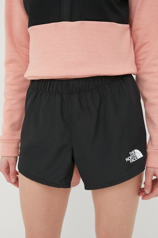 The North Face pantaloni scurti sport femei, culoarea roz, modelator, medium waist