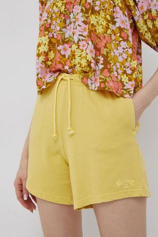 Kratke hlače Billabong za žene, boja: žuta, glatke, visoki struk