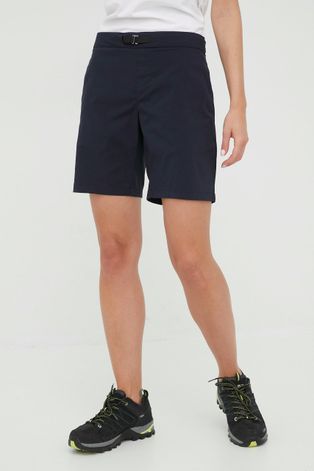 Kratke outdoor hlače Houdini Wadi za žene, boja: tamno plava, glatki materijal, srednje visoki struk