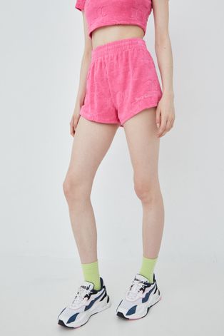 Kratke hlače Juicy Couture za žene, boja: ružičasta, s aplikacijom, visoki struk
