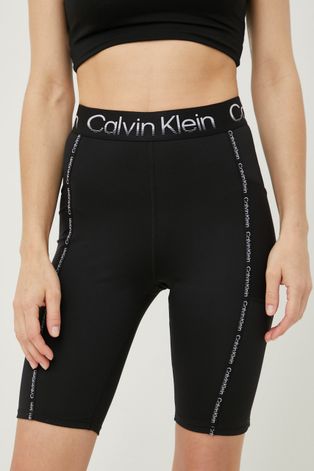 Kratke hlače za trening Calvin Klein Performance Active Icon za žene, boja: crna, s tiskom, visoki struk