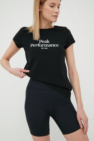 Kratke hlače Peak Performance za žene, boja: crna, glatki materijal, srednje visoki struk
