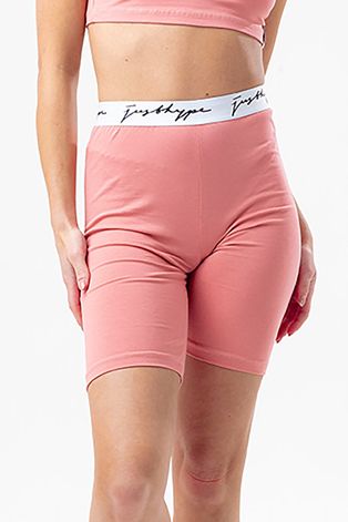 Kratke hlače Hype za žene, boja: ružičasta, s tiskom, visoki struk