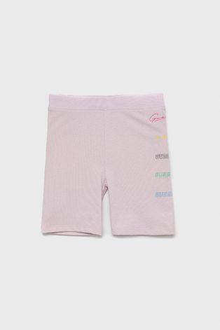 Детски къси панталони Guess в лилаво с принт
