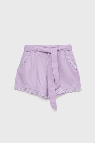 Детски къси панталони Guess в лилаво с изчистен дизайн