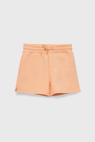 Детски къси панталони Guess в оранжево с изчистен дизайн с регулируема талия