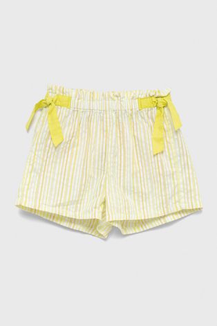 Dječje pamučne kratke hlače United Colors of Benetton boja: žuta, s uzorkom
