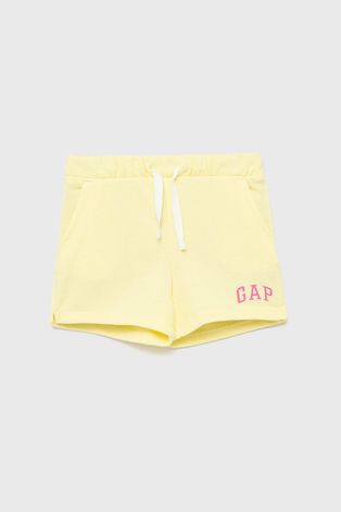 GAP pantaloni scurti copii culoarea galben, cu imprimeu, talie reglabila