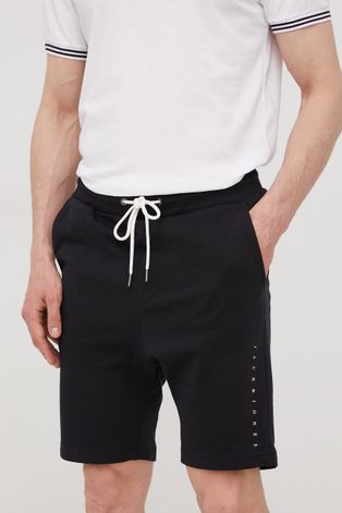 Pamučne kratke hlače Jack & Jones za muškarce, boja: crna