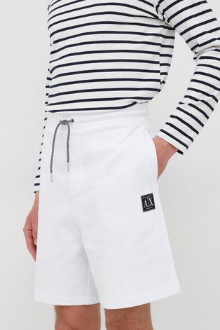 Bavlněné šortky Armani Exchange pánské, bílá barva