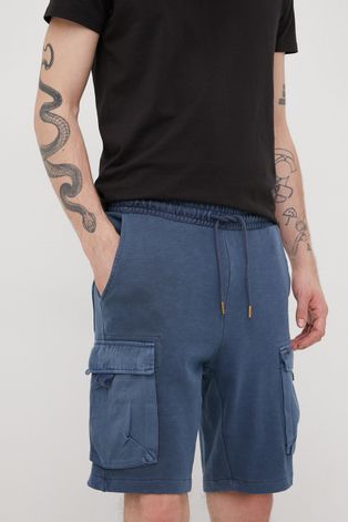 Only & Sons pantaloni scurti din bumbac barbati, culoarea albastru marin